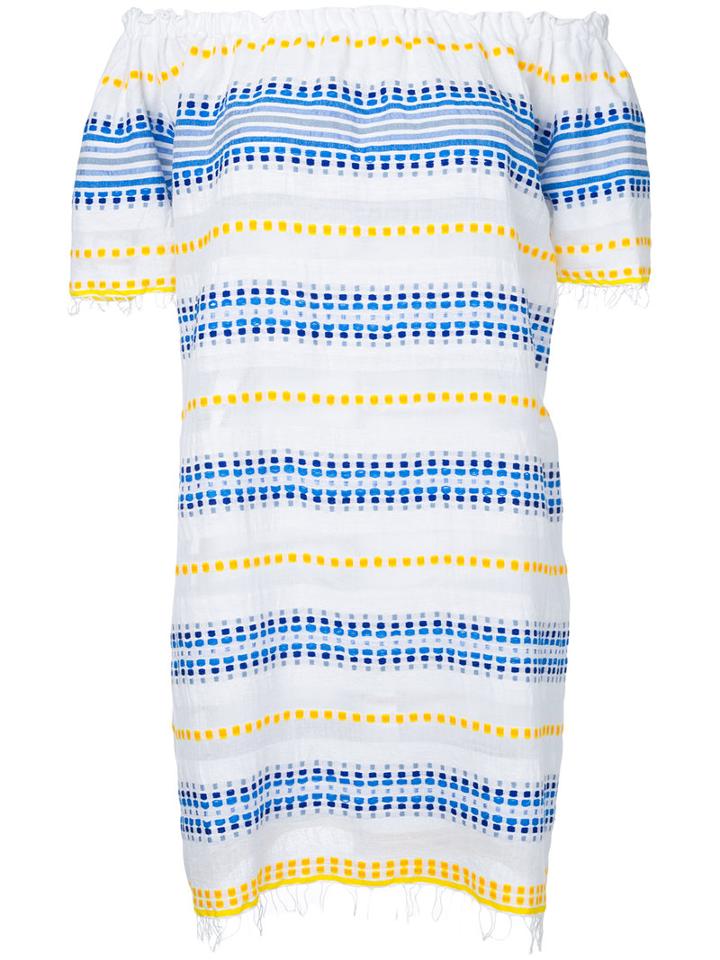 Lemlem - Striped Off-shoulder Dress - Women - Cotton/acrylic - L, White, Cotton/acrylic