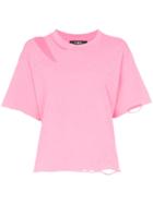 Amiri Distressed Cotton T-shirt - Pink