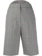 Pushbutton Check Print Shorts - Grey