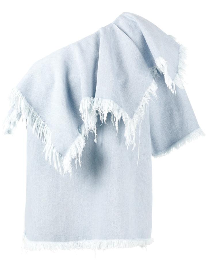 Marques'almeida One-shoulder Frayed Denim Top, Women's, Size: Xs, Blue, Cotton
