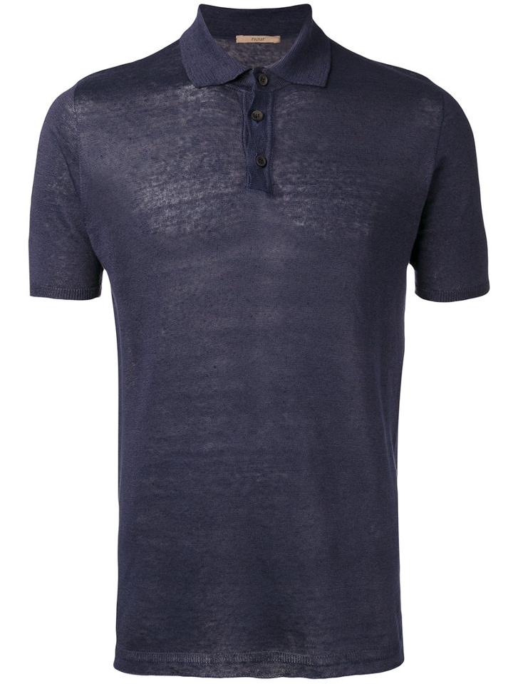Nuur - Knitted Polo Shirt - Men - Linen/flax - 54, Blue, Linen/flax