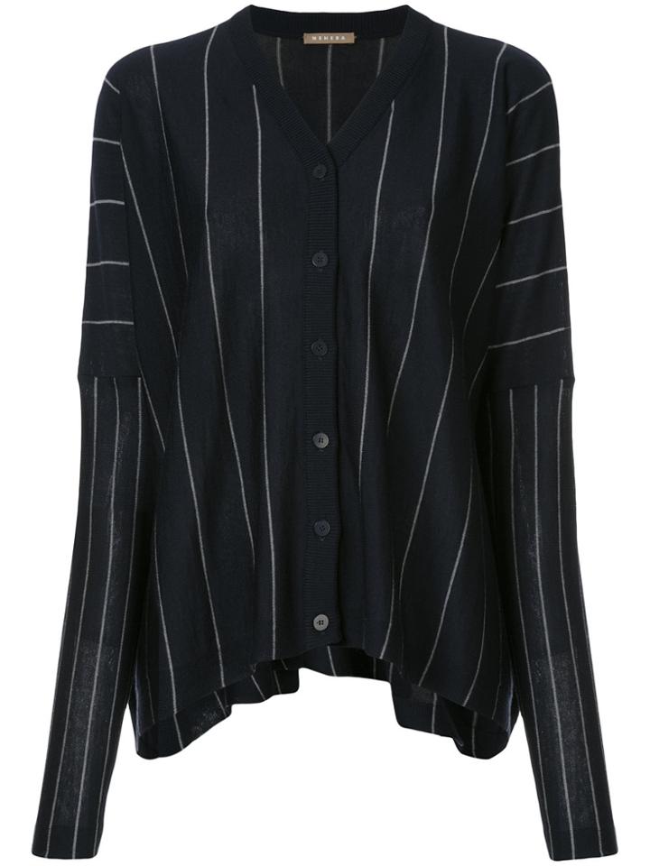 Nehera Pinstriped Drop Shoulder Cardigan - Blue