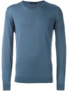 Roberto Collina Crew Neck Sweater, Men's, Size: 50, Blue, Merino