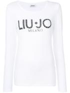 Liu Jo Embellished Logo Long-sleeve Top - White