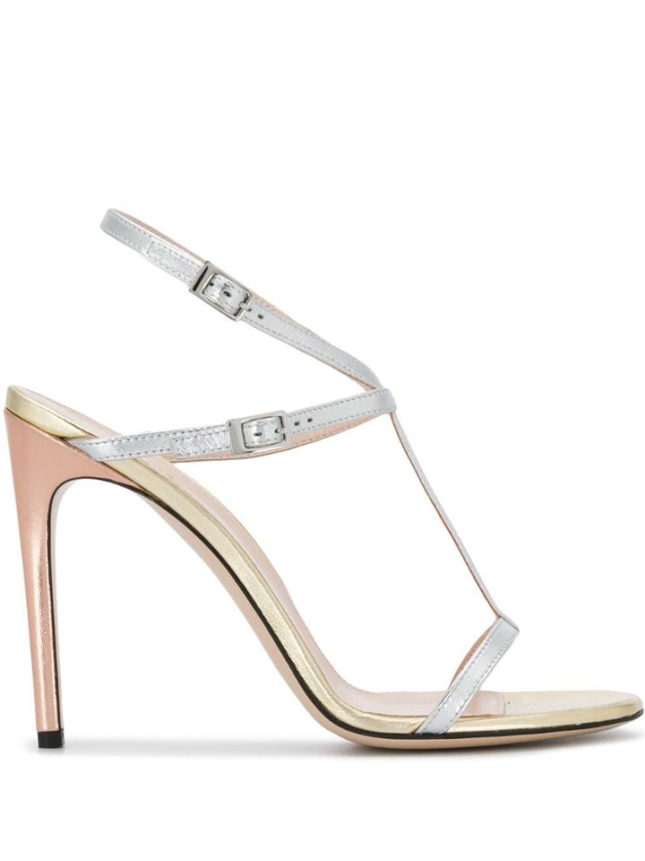 Pollini Metallic Strappy Sandals - Silver