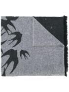 Mcq Alexander Mcqueen Swallow Print Scarf, Men's, Grey, Polyamide/wool