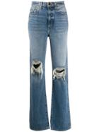 Khaite Ripped High-rise Straight Jeans - Blue