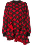 Givenchy Star Print Ruffled Sweatshirt - Red