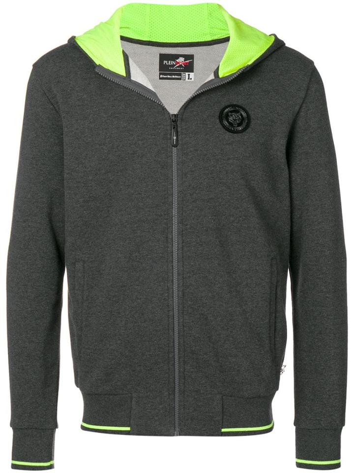 Plein Sport Tiger Zipped Hoodie - Grey
