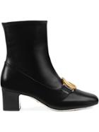 Gucci Double G Leather Ankle Boots - Black