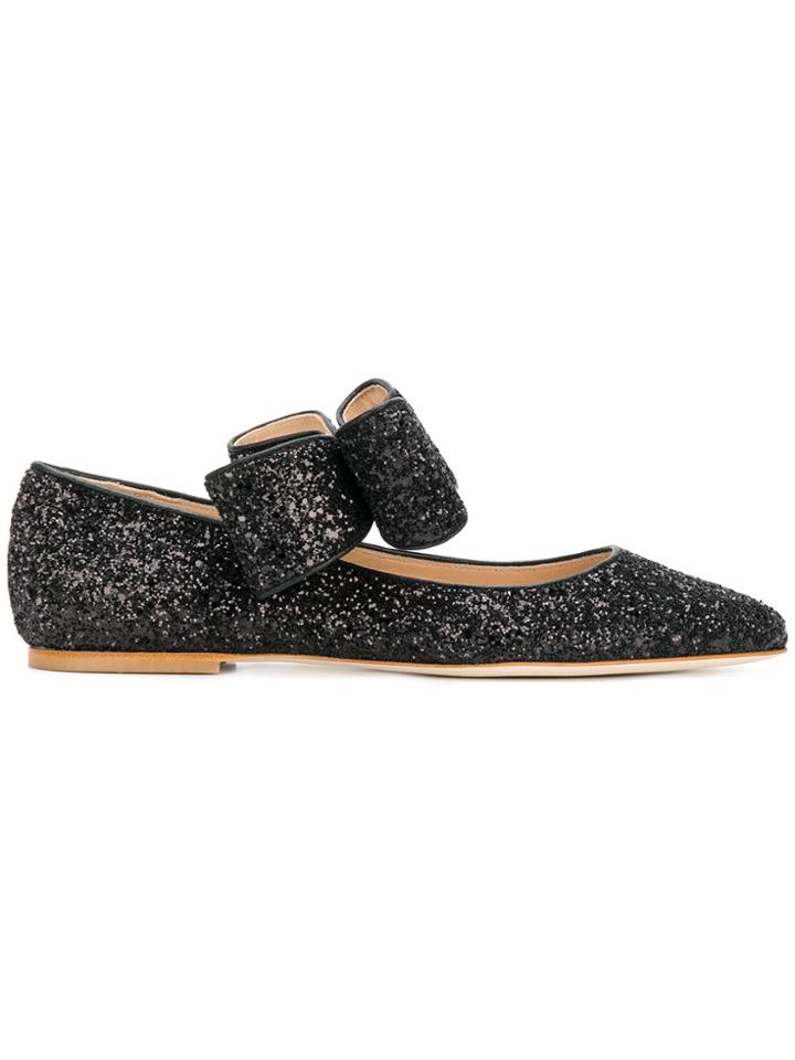 Polly Plume Bonnie Bow Ballerinas - Black