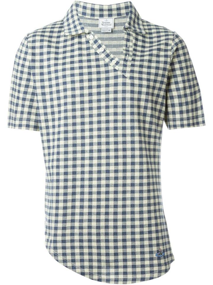 Vivienne Westwood Man Asymmetric Placket Gingham Shirt