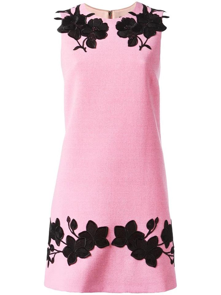 Dolce & Gabbana Rose Embroidered Shift Dress, Women's, Size: 38, Pink/purple, Wool/silk/spandex/elastane/polyester