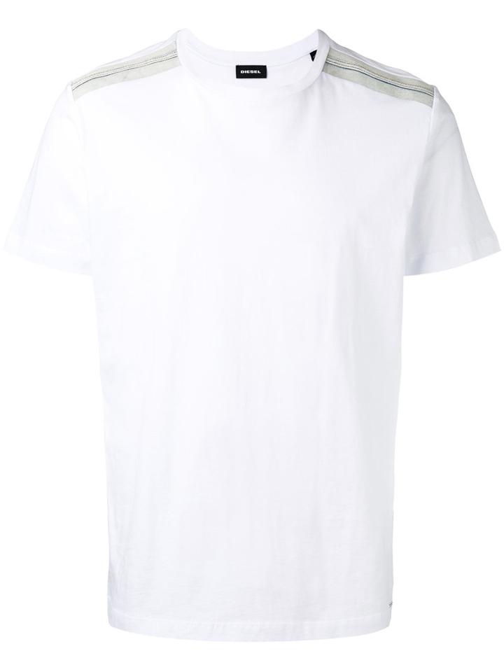 Diesel Shoulder Stripe T-shirt, Men's, Size: Large, White, Cotton