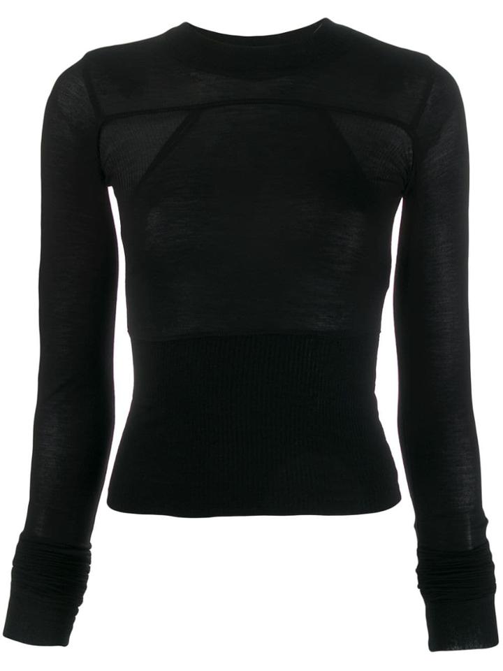 Rick Owens Sheer Ribbed Top - Black