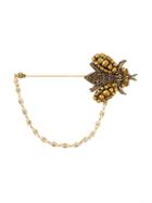 Dolce & Gabbana Beaded Bee Chain Pin, Men's, Metallic
