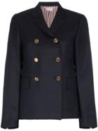 Thom Browne Gold Button Silk Lined Blazer - Blue