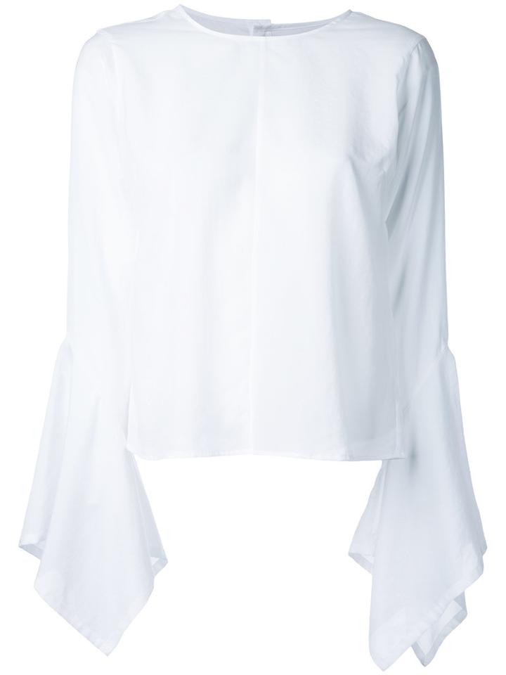 Lamarck Pleated Sleeves Top, Women's, Size: 1, White, Cotton/polyester/triacetate