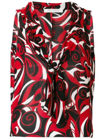 Miu Miu Vintage Abstract Print Sleeveless Blouse - Red