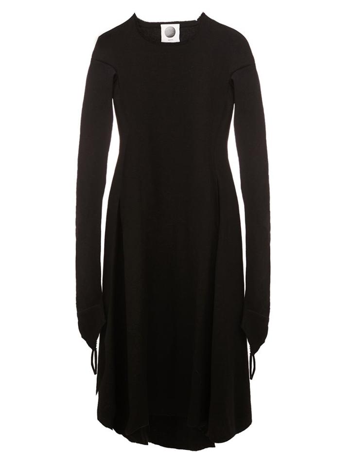 Aganovich Raw Edge Flared Dress, Women's, Size: 40, Black, Polyamide/cashmere/wool