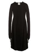 Aganovich Raw Edge Flared Dress, Women's, Size: 40, Black, Polyamide/cashmere/wool