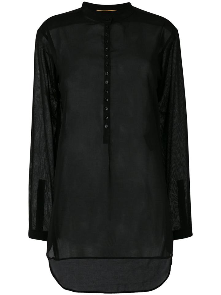 Saint Laurent Sheer Long-sleeve Shirt - Black