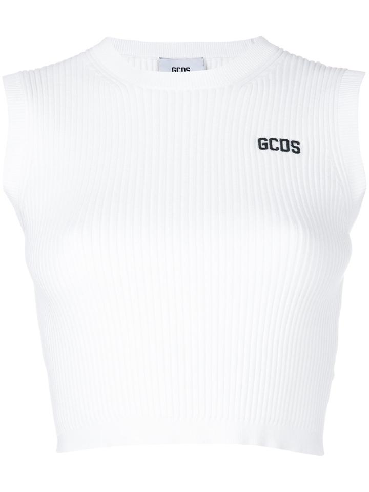 Gcds Cropped Tank Top - White