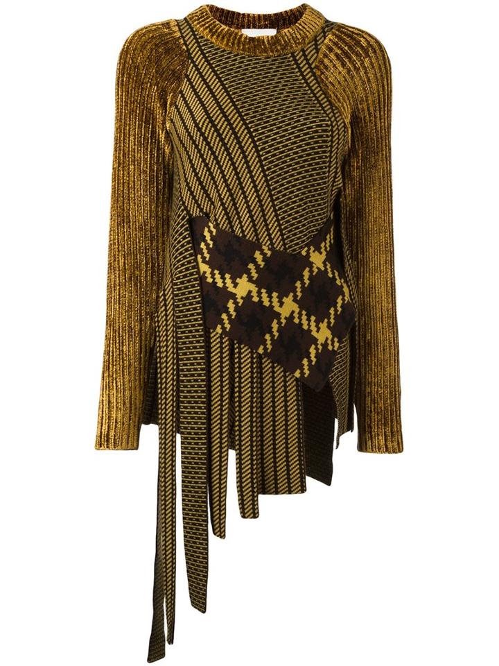 3.1 Phillip Lim Asymmetric Intarsia Jumper, Women's, Size: Medium, Yellow/orange, Nylon/viscose/wool