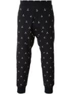 Neil Barrett Geometric Print Track Pants, Men's, Size: 46, Blue, Cotton/polyamide/spandex/elastane