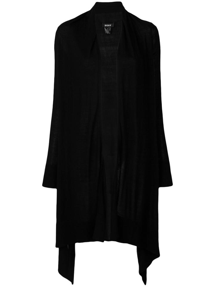 Dkny Asymmetric Open Front Cardigan - Black