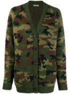 Miu Miu Camouflage Print Knitted Cardigan - Green