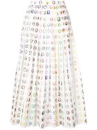 Rosie Assoulin Printed Pleated A-line Midi Skirt - White