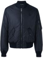 Dolce & Gabbana Padded Bomber Jacket, Men's, Size: 50, Blue, Polyamide