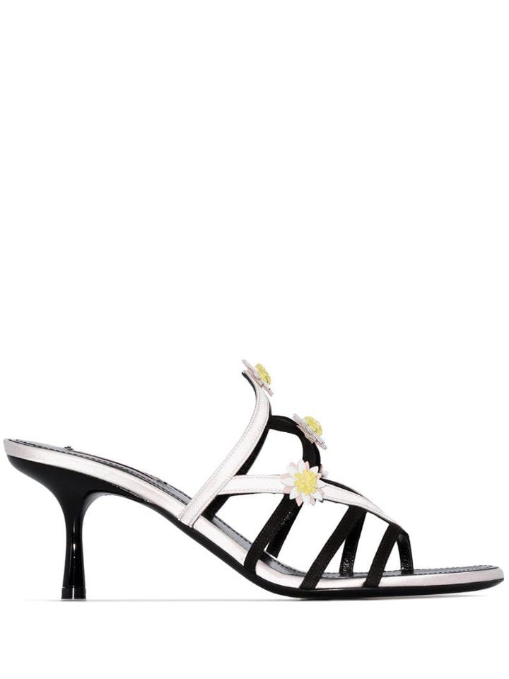 Fabrizio Viti White, Black And Yellow Gardner 65 Flower Detail Leather