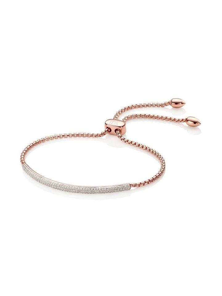 Monica Vinader Fiji Diamond Mini Bar Bracelet - Pink