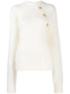 Balmain Buttoned Batwing Jumper - Neutrals
