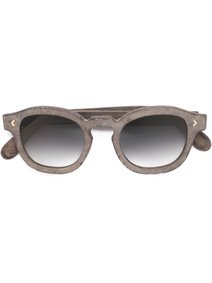 Slave To Ancestors Distressed Leather Sunglasses - Grey