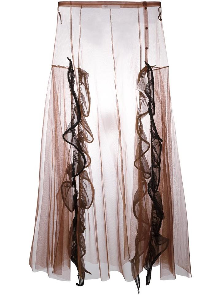 Toga Tulle Full Length High Waist Skirt, Women's, Size: 40, Brown, Nylon
