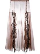 Toga Tulle Full Length High Waist Skirt, Women's, Size: 40, Brown, Nylon