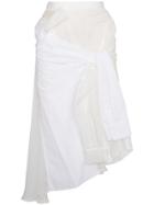 Sacai Asymmetric Midi Skirt With Tied Shirt Detail - White