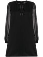 Ermanno Ermanno Chiffon-sleeved Shift Dress - Black