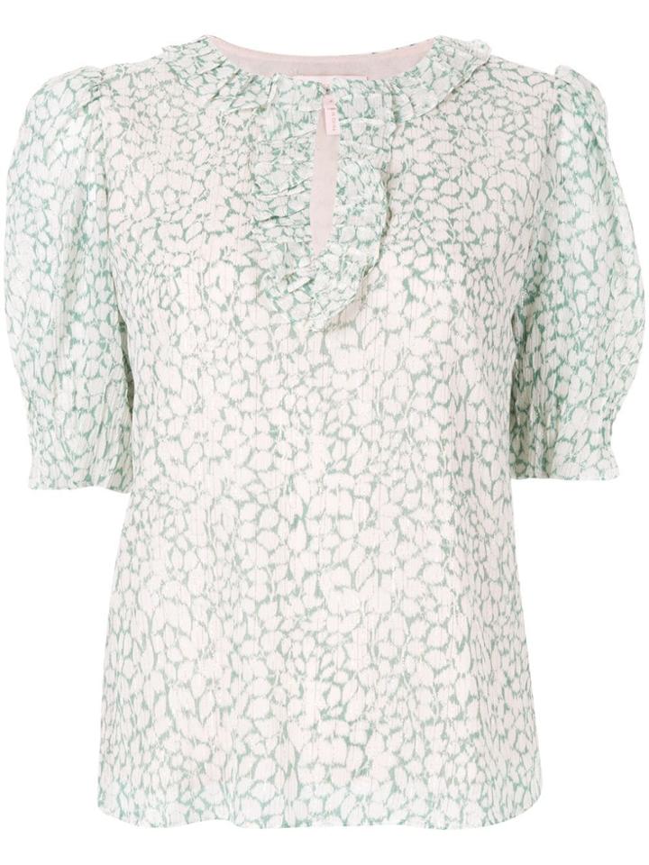 Rebecca Taylor Printed Keyhole Blouse - Green