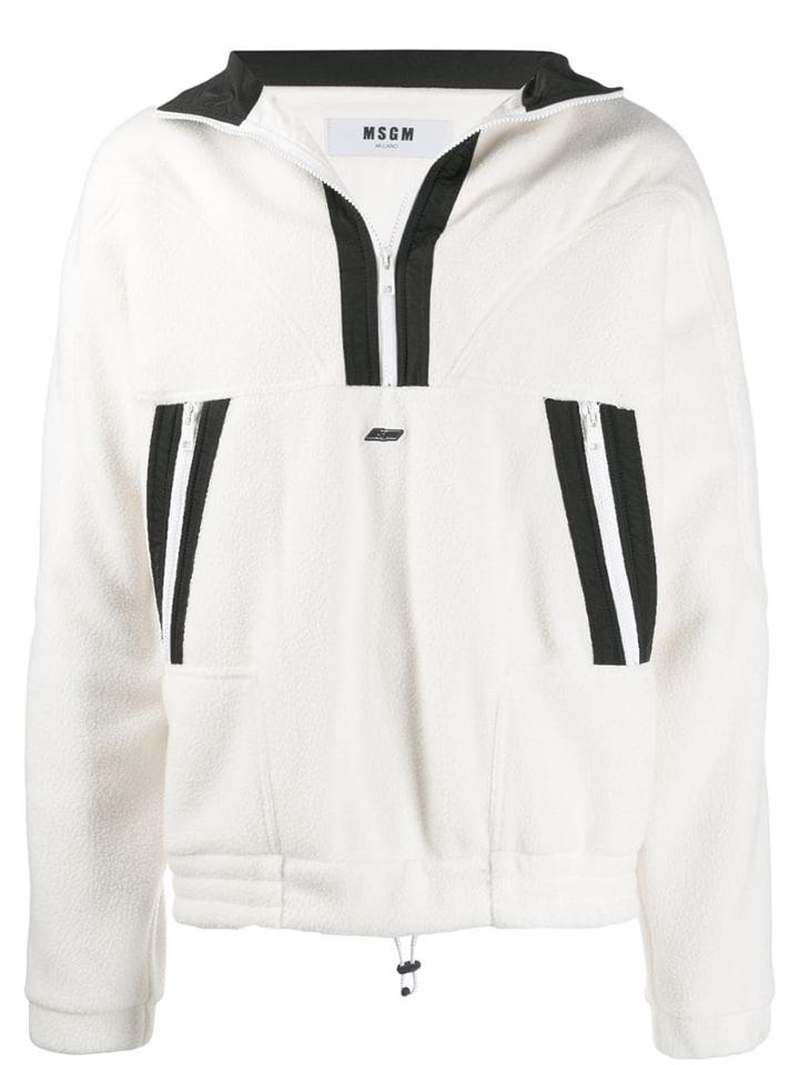 Msgm Contrast Stripe Sweatshirt - White