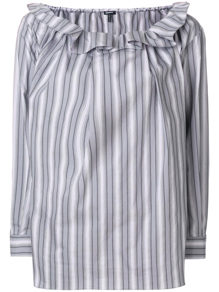 Jil Sander Navy Ruffle Neck Artist Blouse - Blue