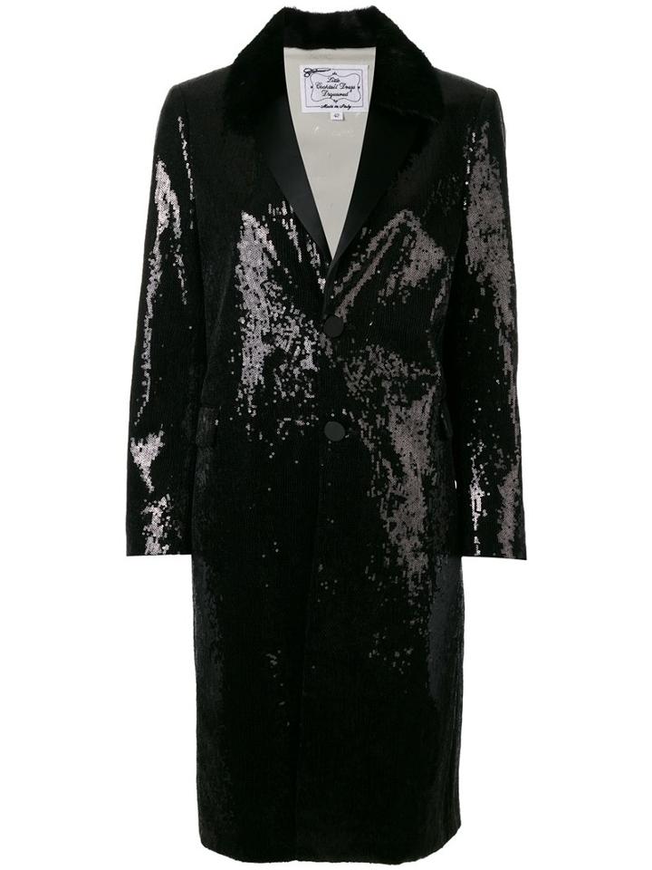 Dsquared2 Sequin Embellished Coat, Women's, Size: 42, Black, Cotton/polyester/silk/sequin