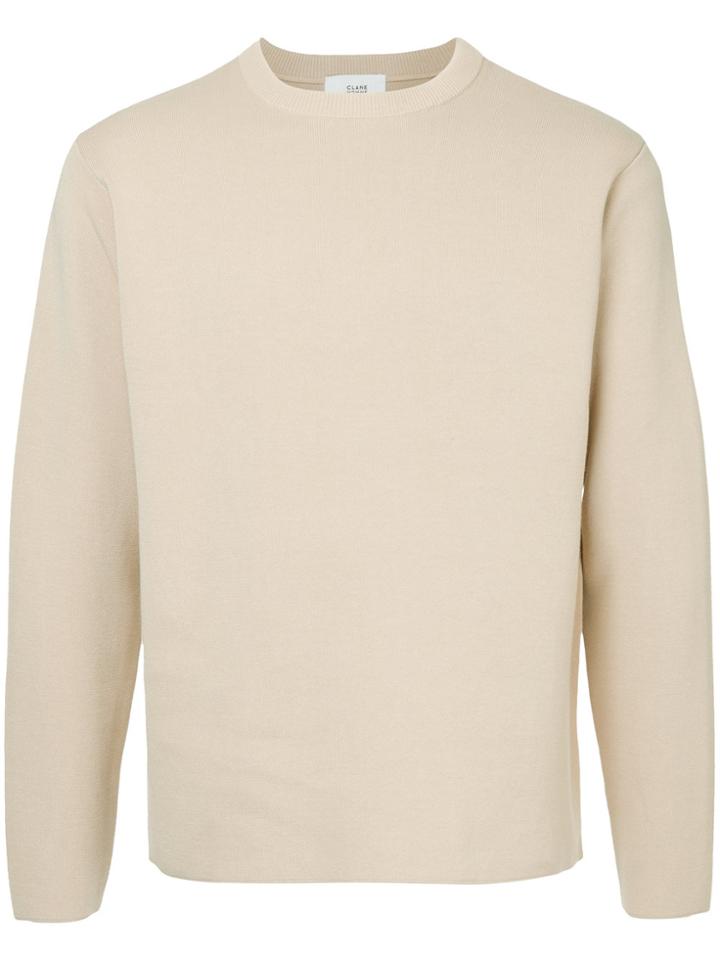 Clane Homme Crew Neck Slim Fit Jumper - Nude & Neutrals