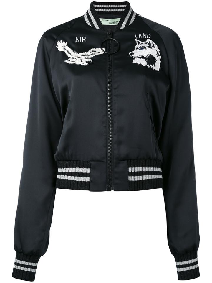 Off-white Chest Patches Bomber Jacket - Black