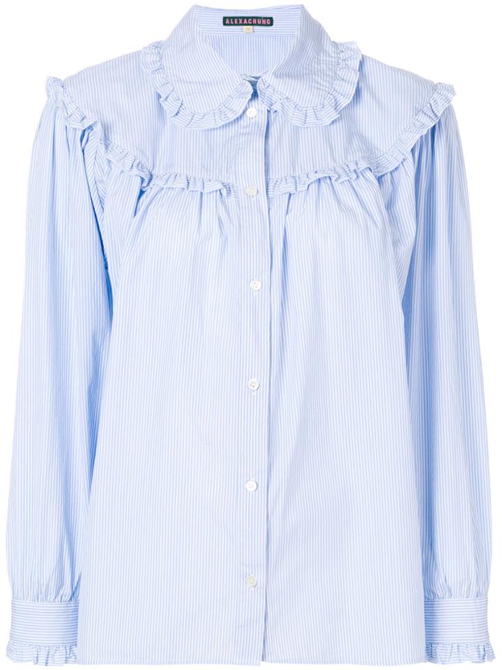 Alexa Chung Ruffled Stripe Shirt - Blue