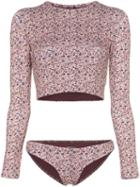 Matteau Floral Print Long-sleeved Bikini - Berry