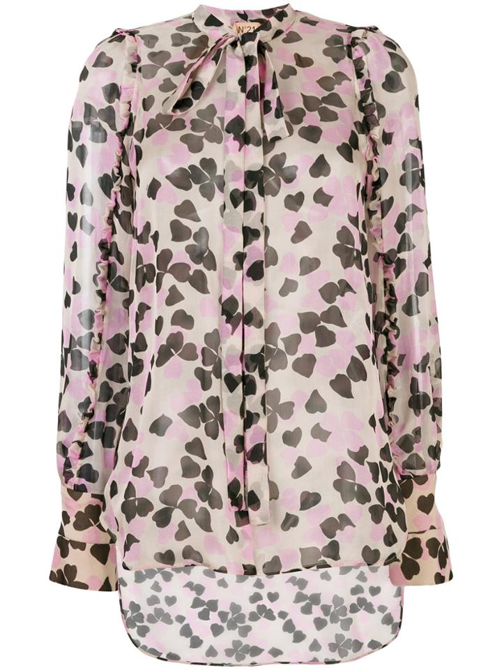No21 Heart Printed Shirt - Pink & Purple